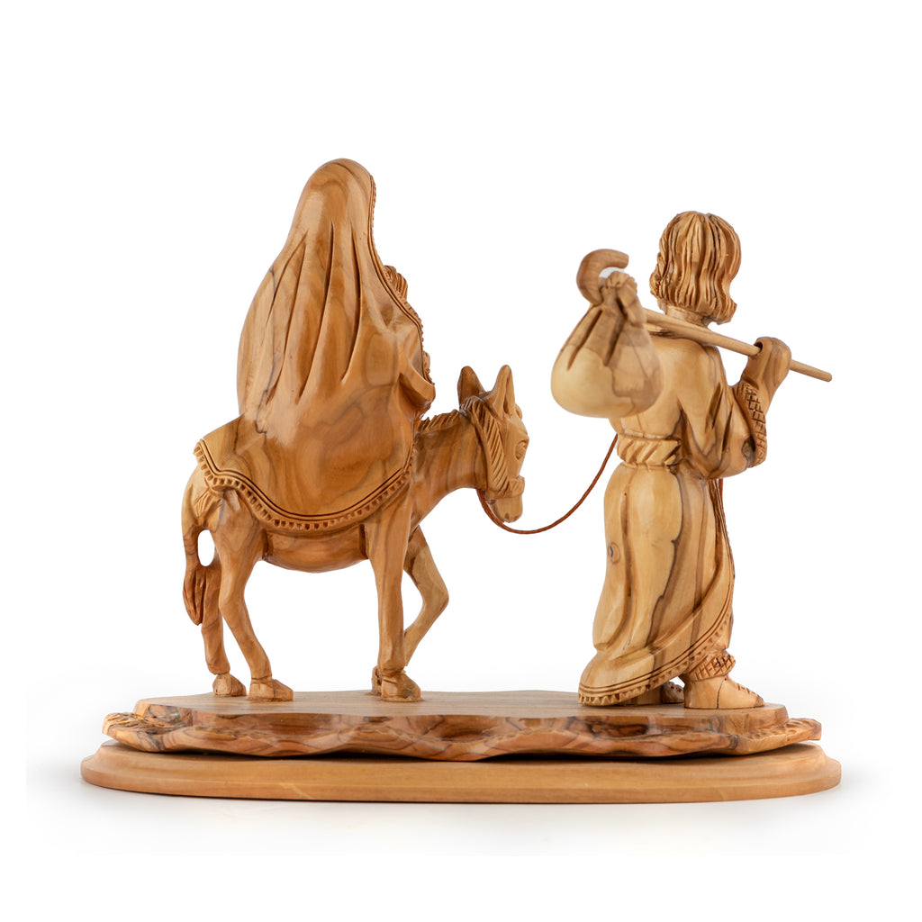 Holy Family Flight to Egypt Sculpture Made from Olive Wood