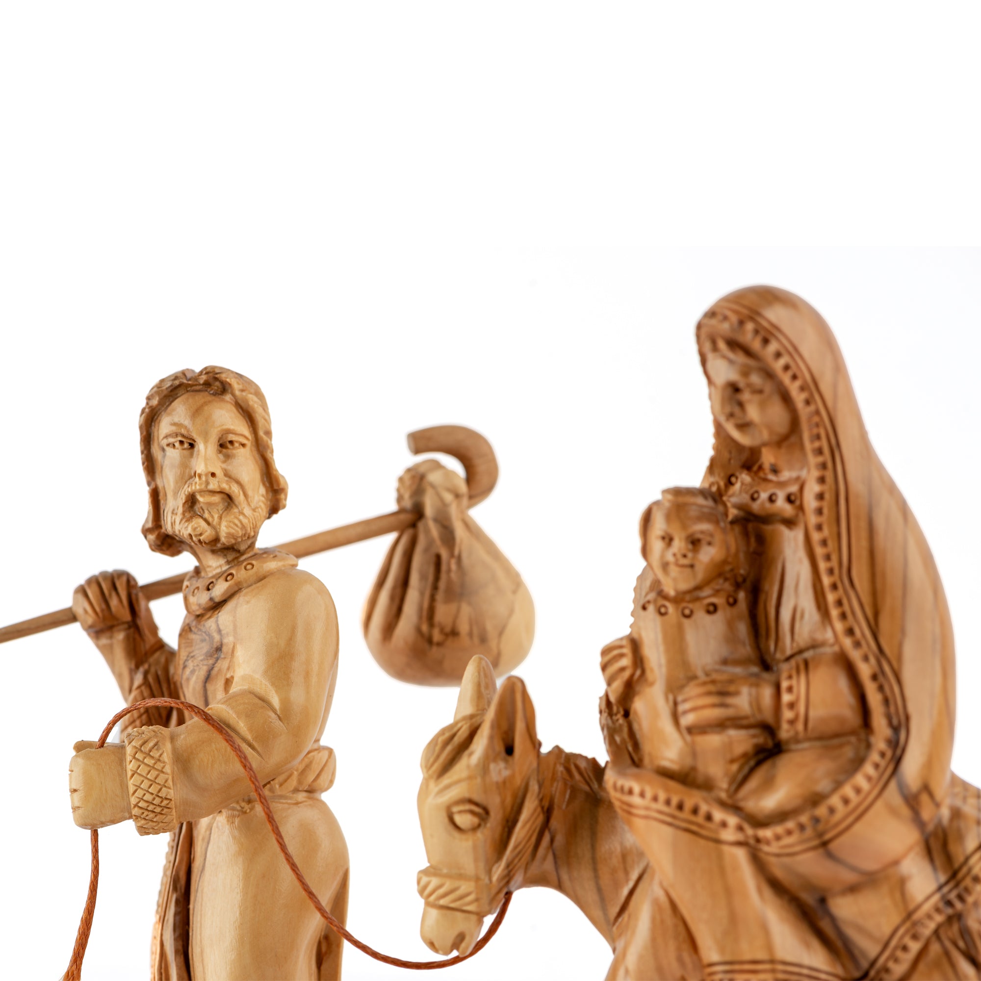 Holy Family Flight to Egypt Sculpture Made from Olive Wood