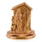 Jesus Knocking at Your Door Sculpture Made from Olive Wood