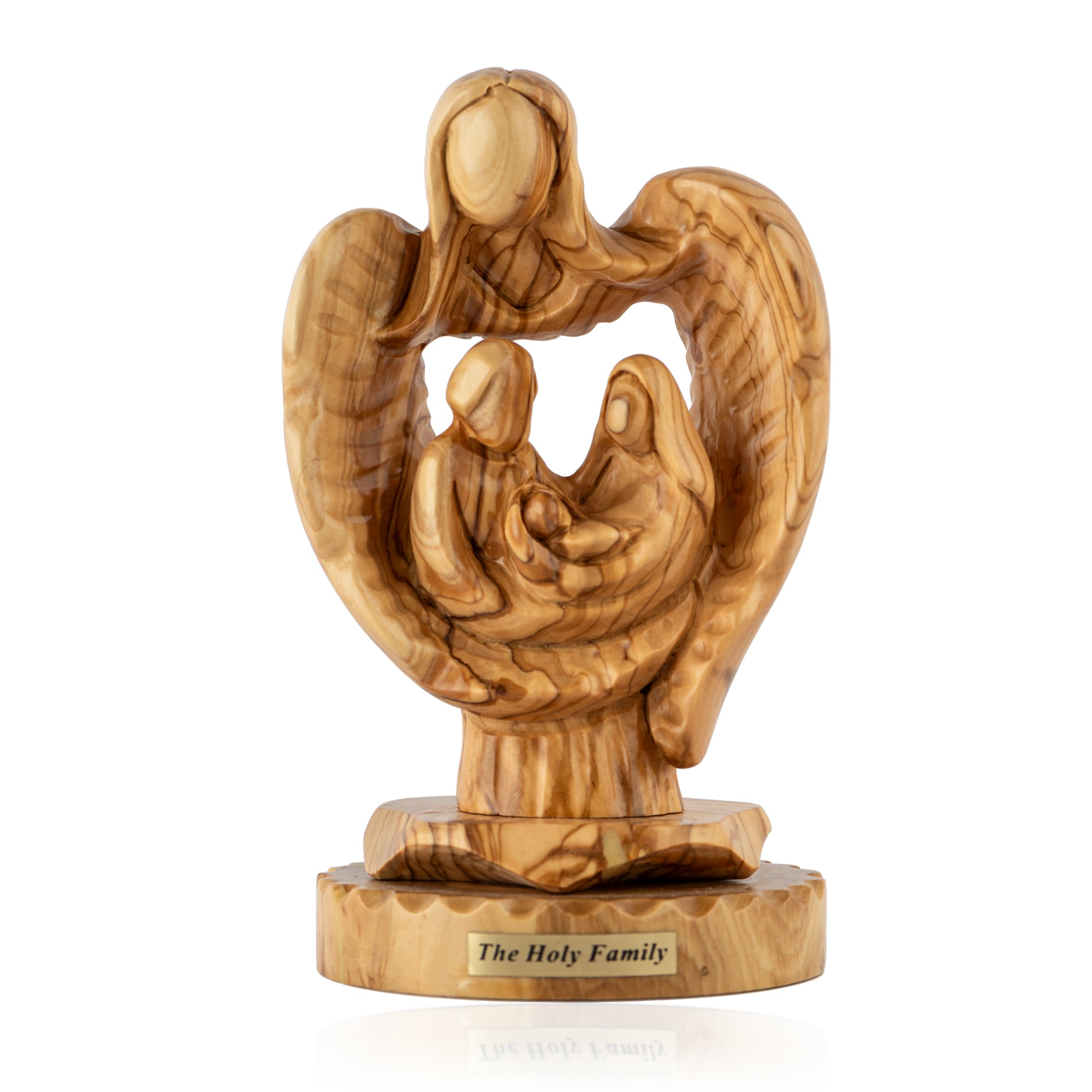 Modern Holy Family Sculpture Made from Olive Wood