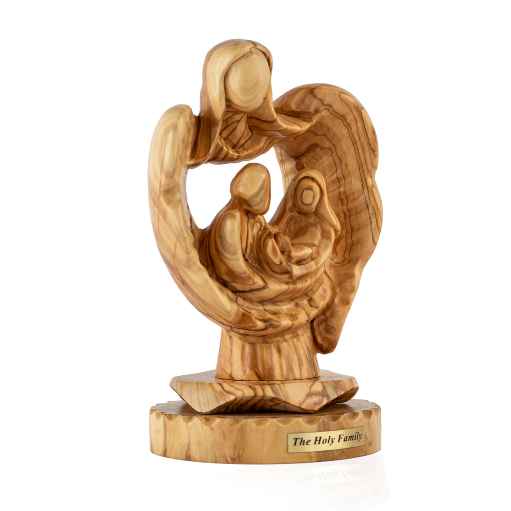Modern Holy Family Sculpture Made from Olive Wood