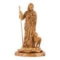 Jesus the Good Shepherd and the lamb Sculpture Made from Olive Wood