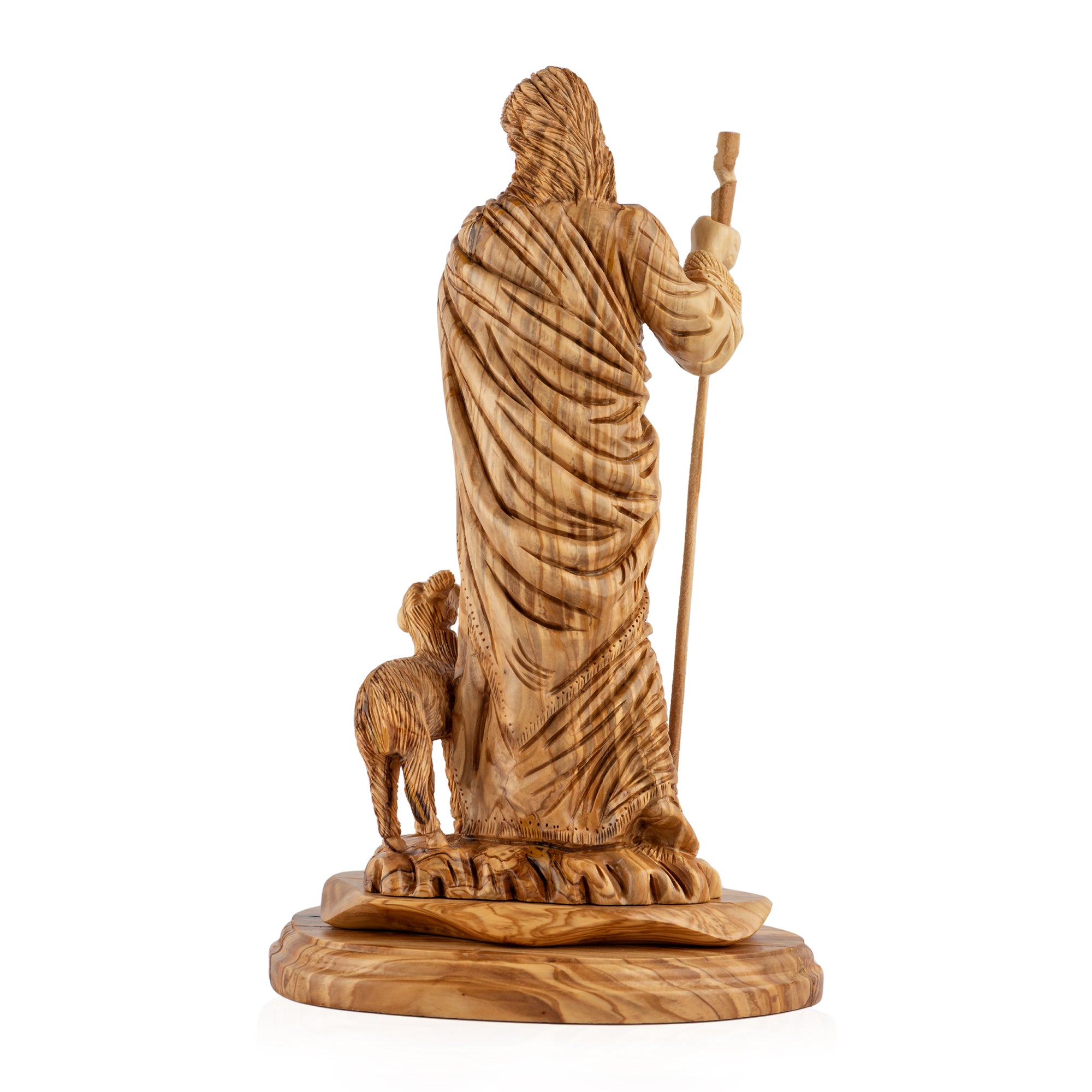 Jesus the Good Shepherd and the lamb Sculpture Made from Olive Wood