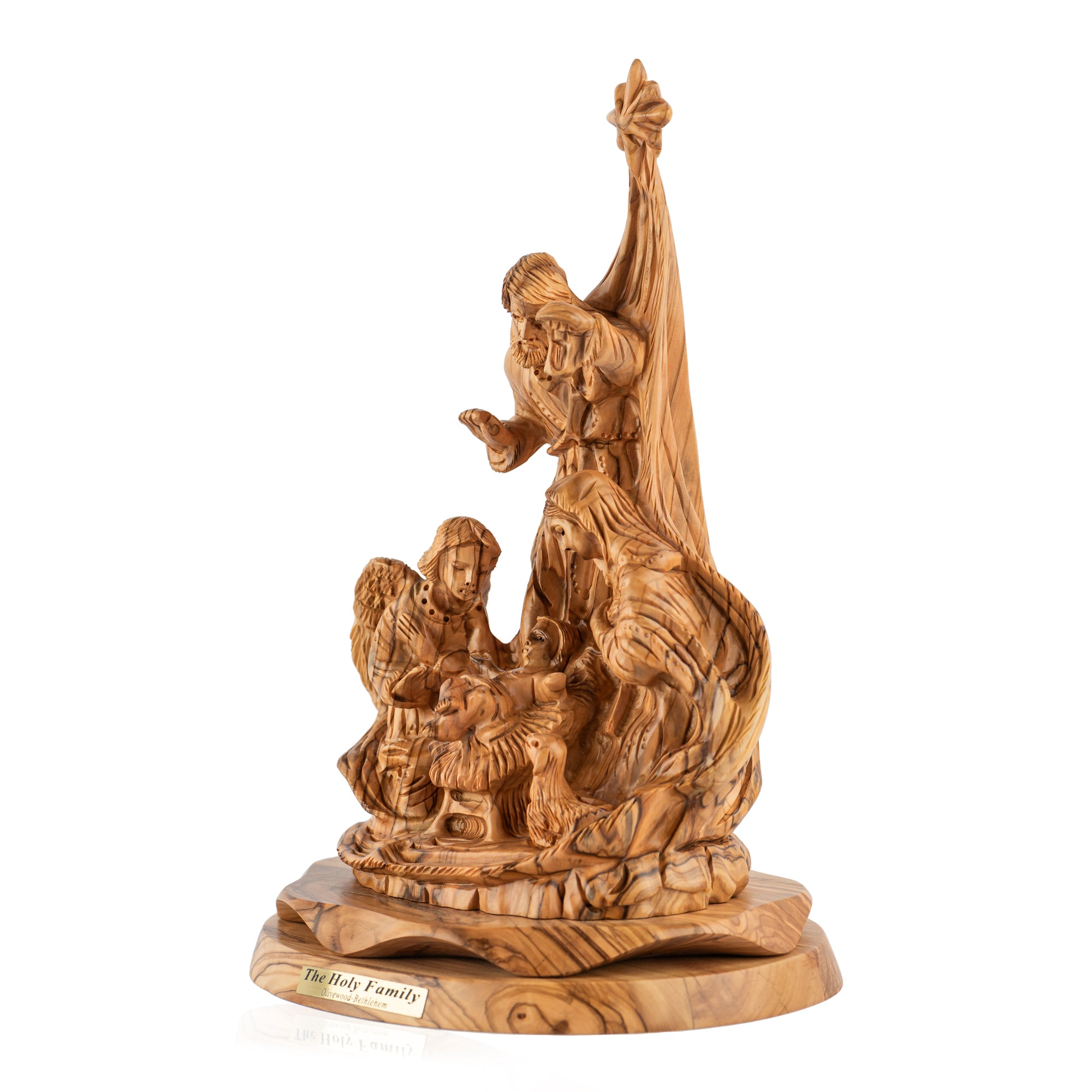 Holy Family Nativity Scene Sculpture Made from Olive Wood