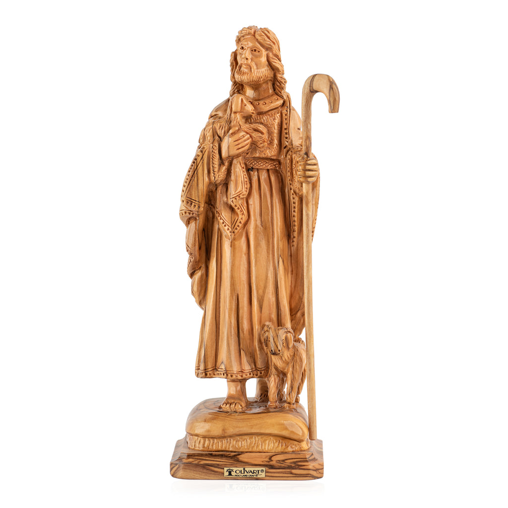 Jesus the Good Shepherd Sculpture Made from Olive Wood