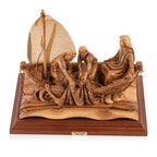 Miraculous Catch of Fish Sculpture Made from Olive Wood