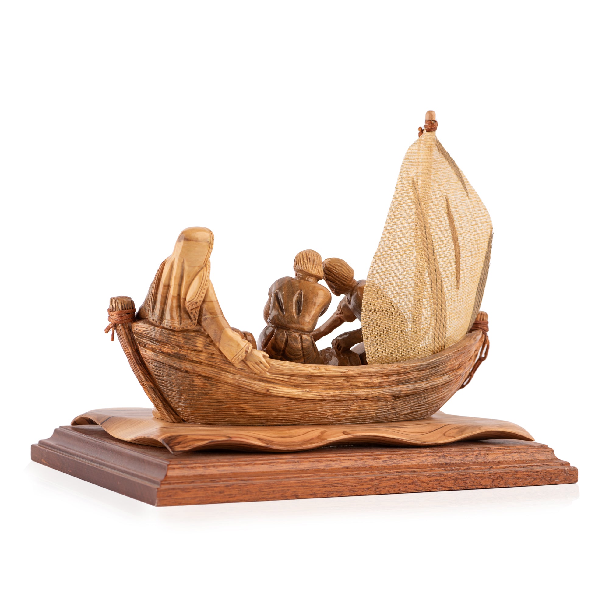 Miraculous Catch of Fish Sculpture Made from Olive Wood