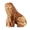 Lion with the Lamb Sculpture Made from Olive Wood