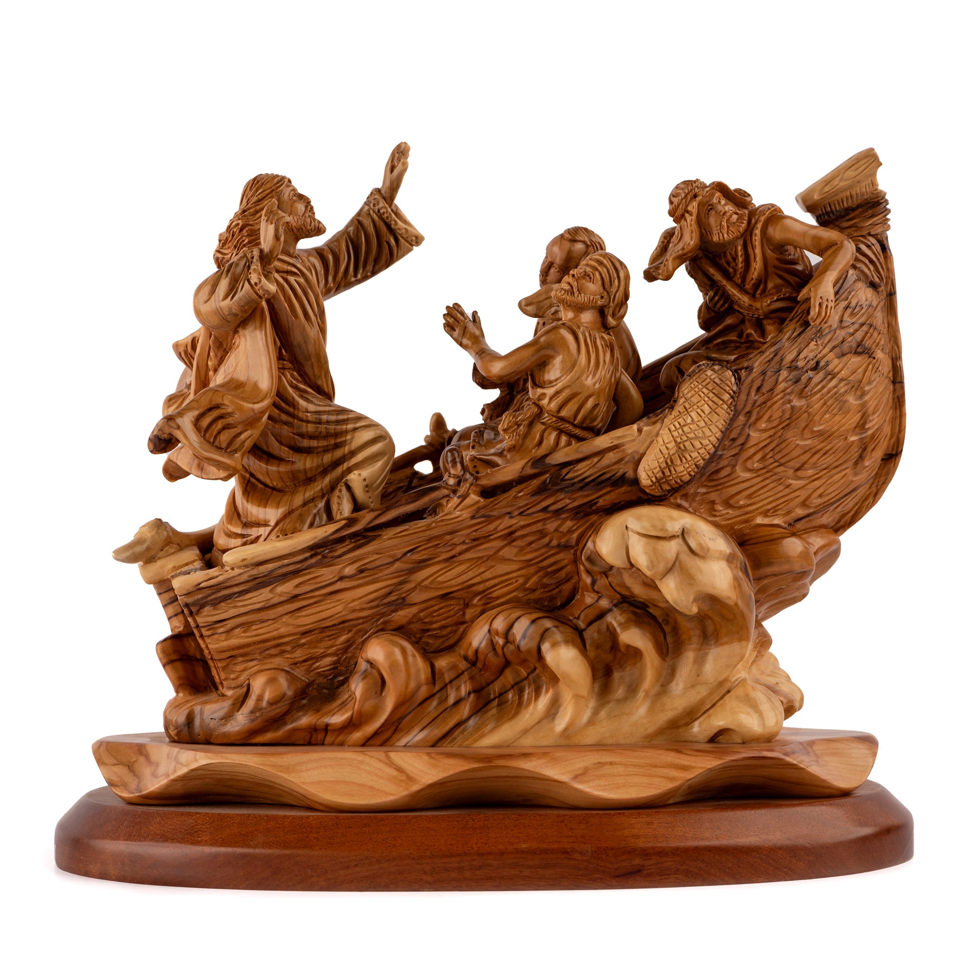 Jesus Calms the Storm Sculpture Made from Olive Wood