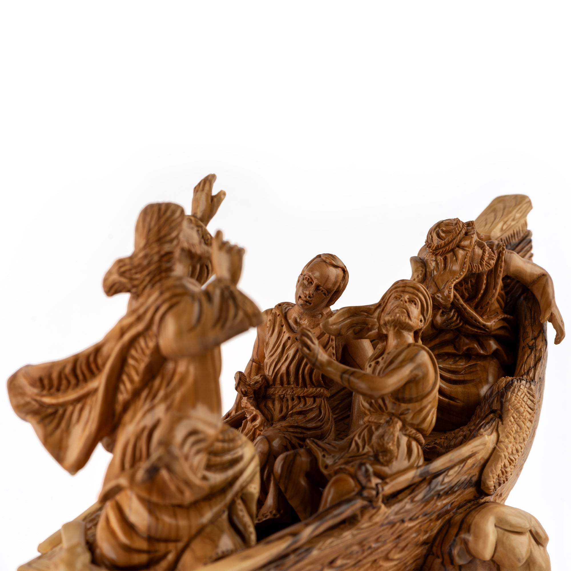Jesus Calms the Storm Sculpture Made from Olive Wood