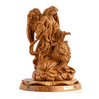Lion with the Lamb Sculpture Made from Olive Wood