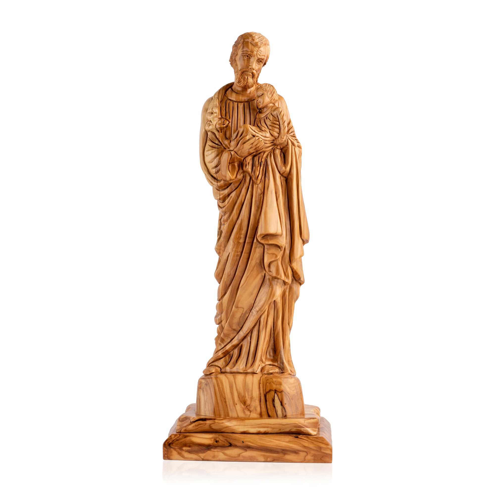 St. Joseph with Child Jesus Sculpture Made from Olive Wood