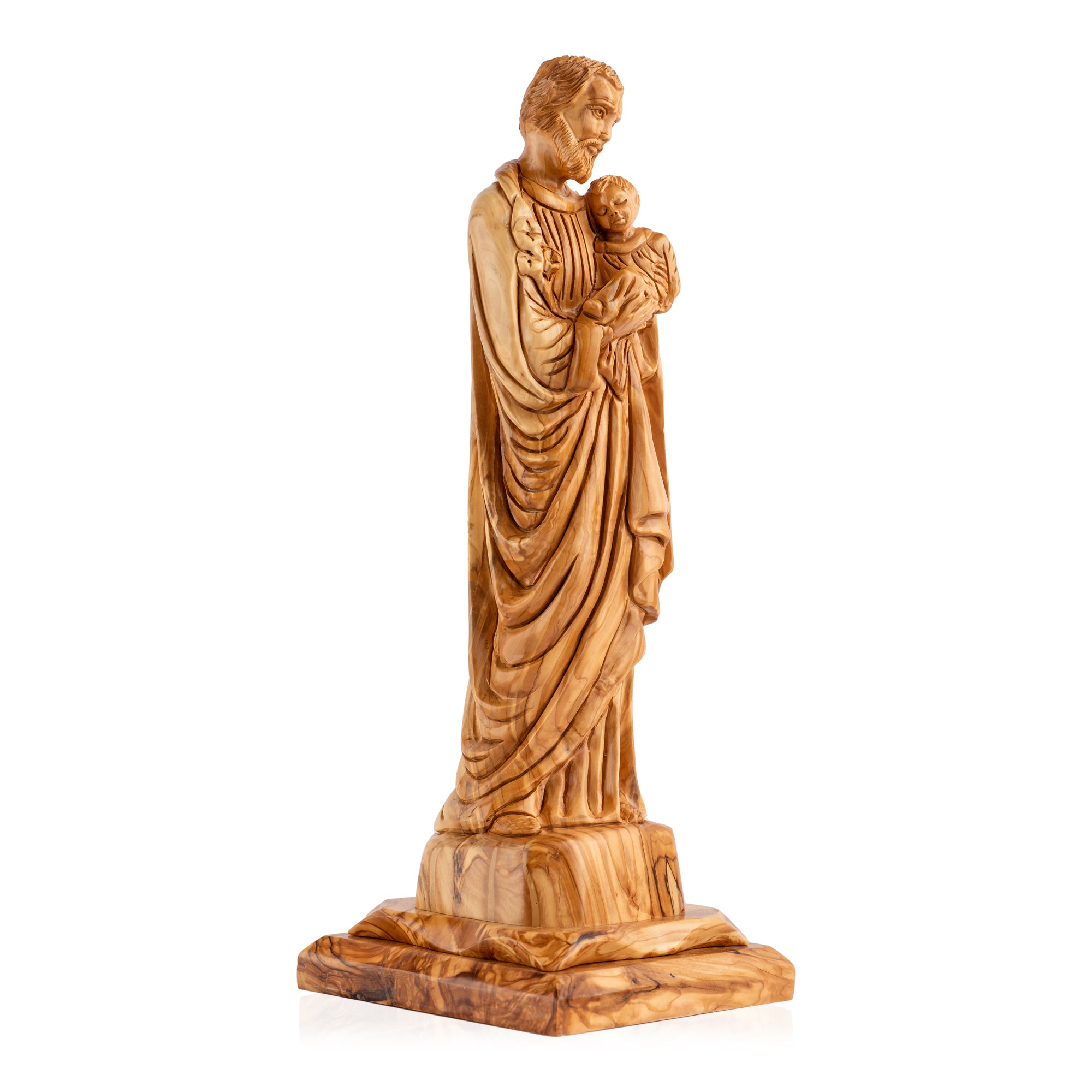St. Joseph with Child Jesus Sculpture Made from Olive Wood