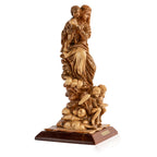 Virgin Mary with Baby Jesus Sculpture Made from Olive Wood