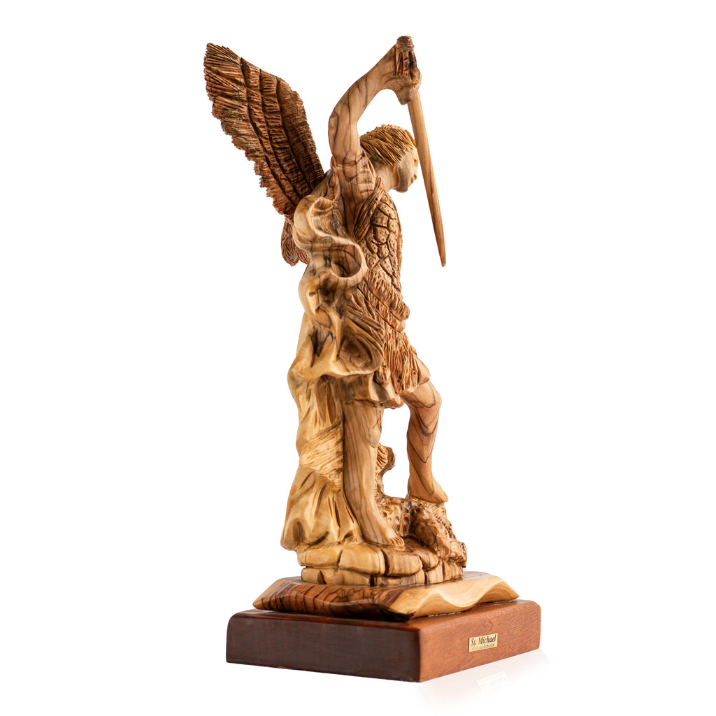 St. Michael the Archangel Sculpture Made from Olive Wood