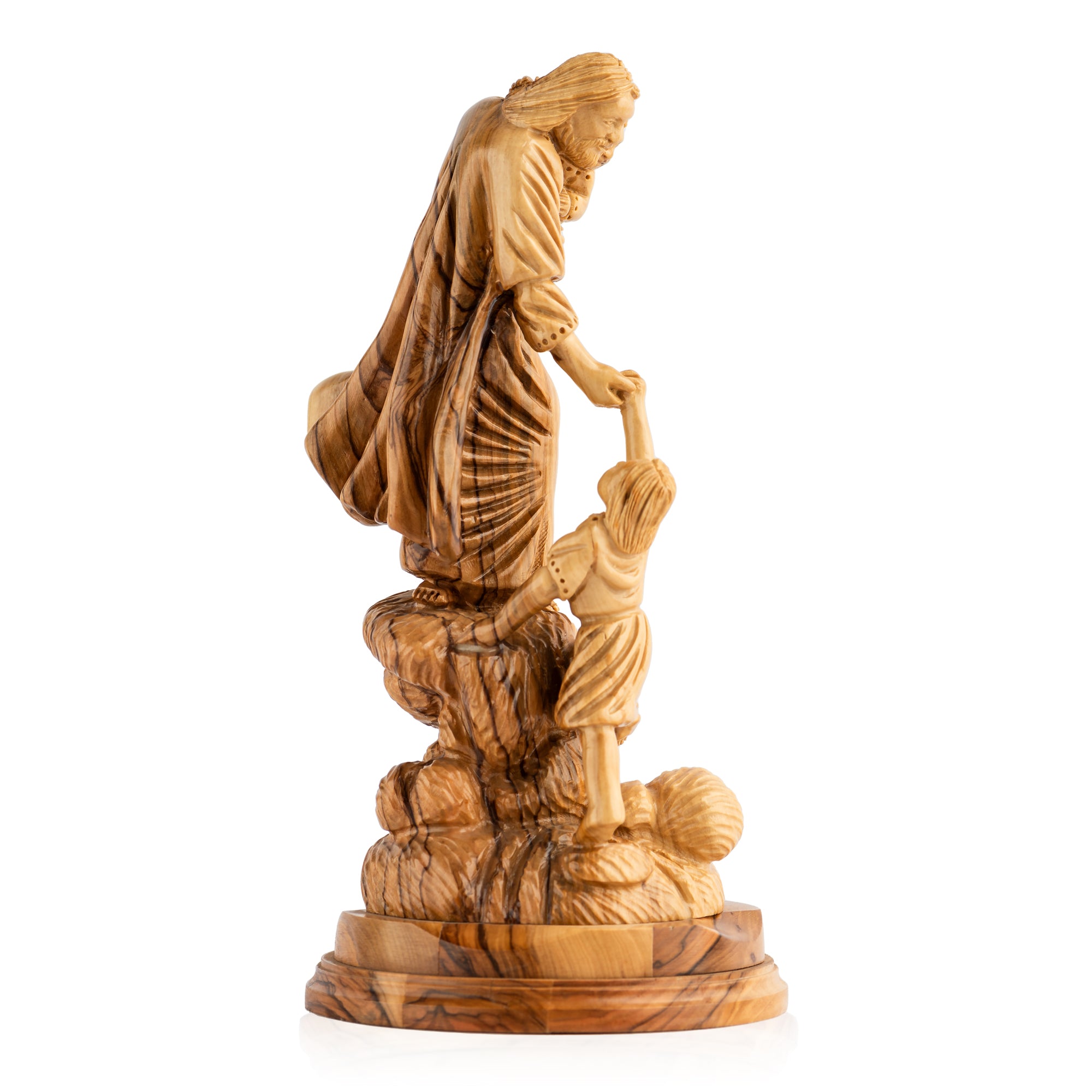 Jesus with Children Sculpture Made from Olive Wood