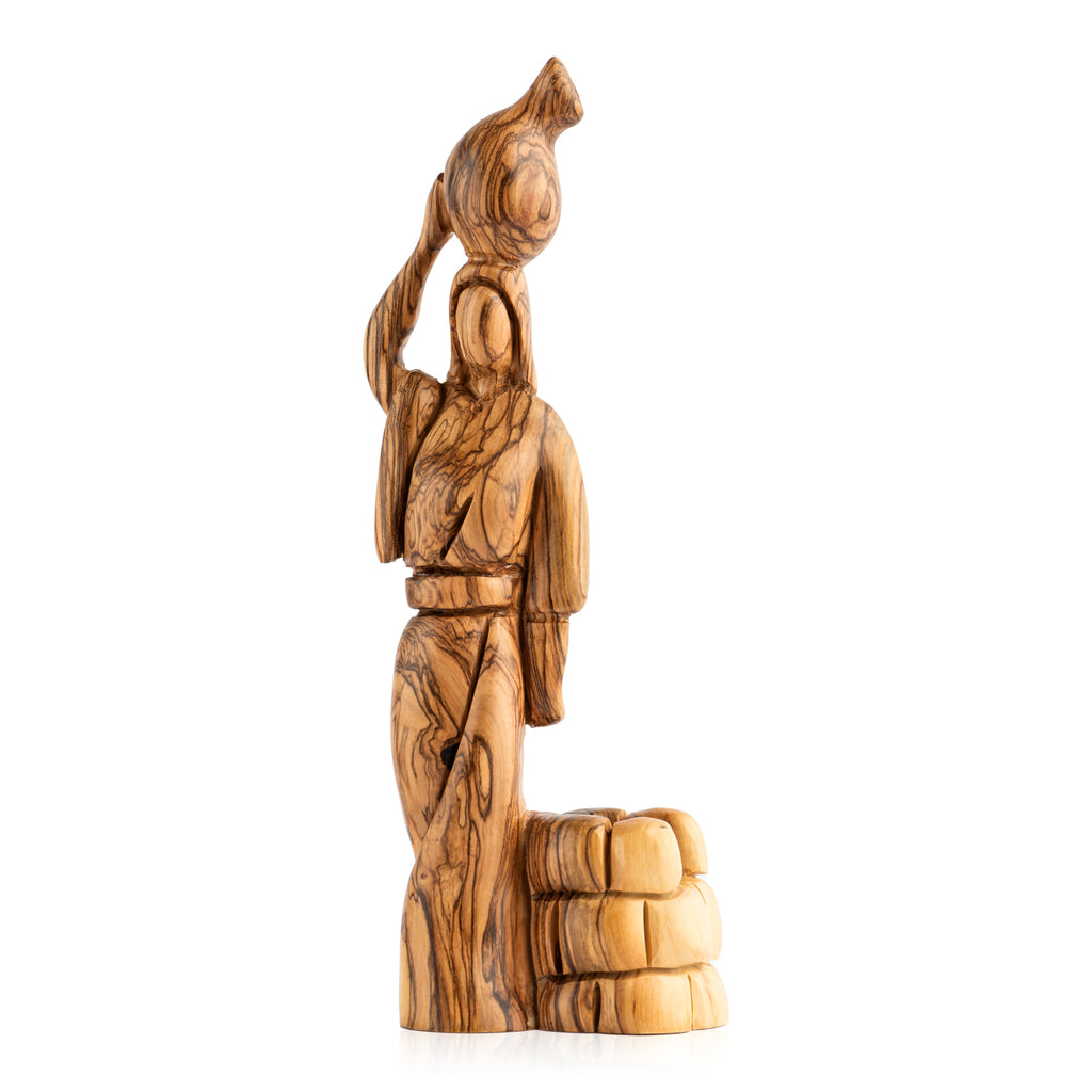 Samaritan Woman at the Well Sculpture Made from Olive Wood