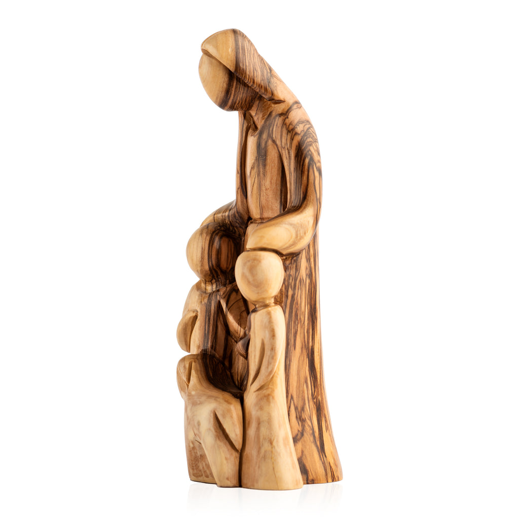 Holy Family with Lamb Sculpture Made from Olive Wood
