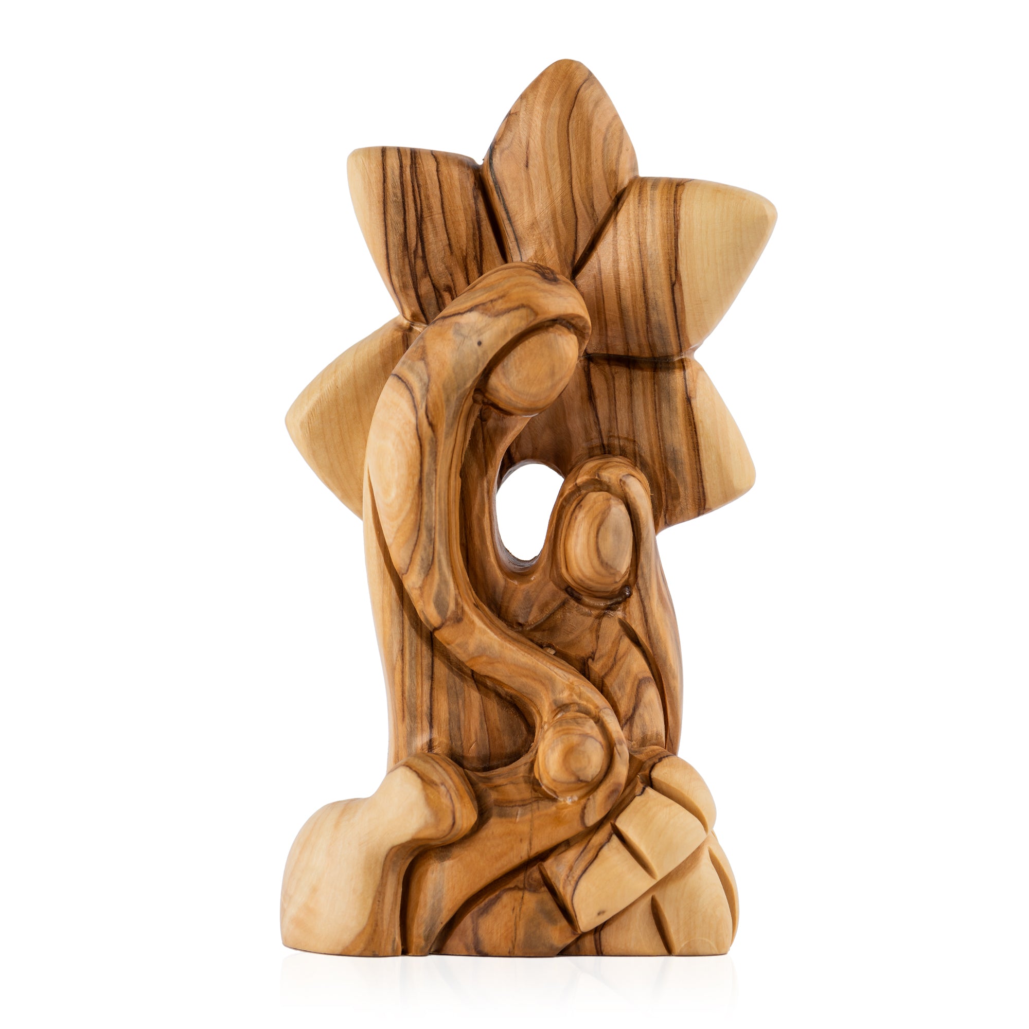 Holy Family with Star Sculpture Made from Olive Wood