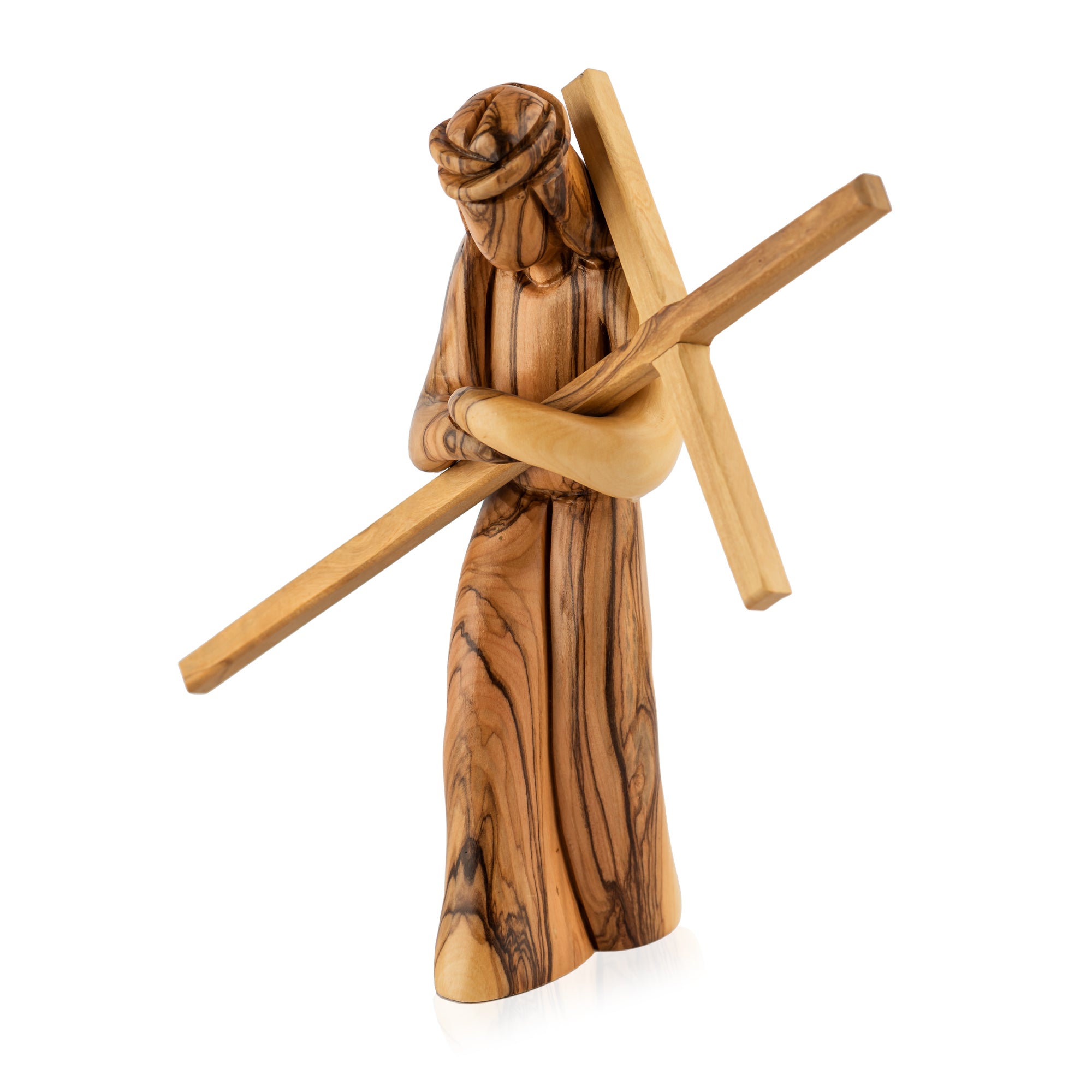 Jesus Carrying the Cross Made from Olive Wood