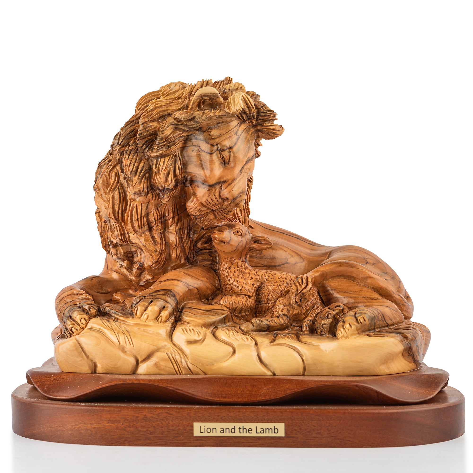 Lion and the Lamb Olive Wood Sculpture – Hand Carved in Bethlehem