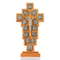 Stations of the Cross Olive Wood Crucifix with Metal Reliefs – Large Catholic & Christian Wall Cross