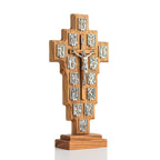 Stations of the Cross Olive Wood Crucifix with Metal Reliefs – Large Catholic & Christian Wall Cross