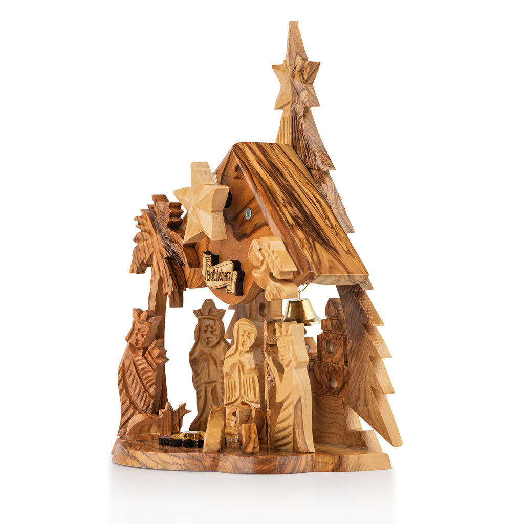 Handcrafted Olive Wood Nativity Scene with Magi – Large Holy Family & Three Wise Men Christmas Sculpture from Bethlehem