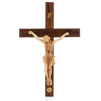Handcrafted Olive Wood Crucifix with Corpus – Jesus on the Cross Christian Wall Sculpture from the Holy Land