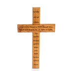 Handcrafted Olive Wood Lord’s Prayer Cross – “Our Father” Inspirational Christian Wall Decor from the Holy Land