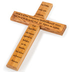 Handcrafted Olive Wood Lord’s Prayer Cross – “Our Father” Inspirational Christian Wall Decor from the Holy Land
