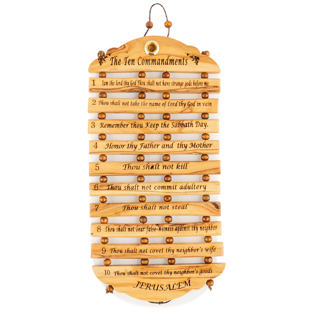 Handcrafted Olive Wood Ten Commandments Wall Hanging
