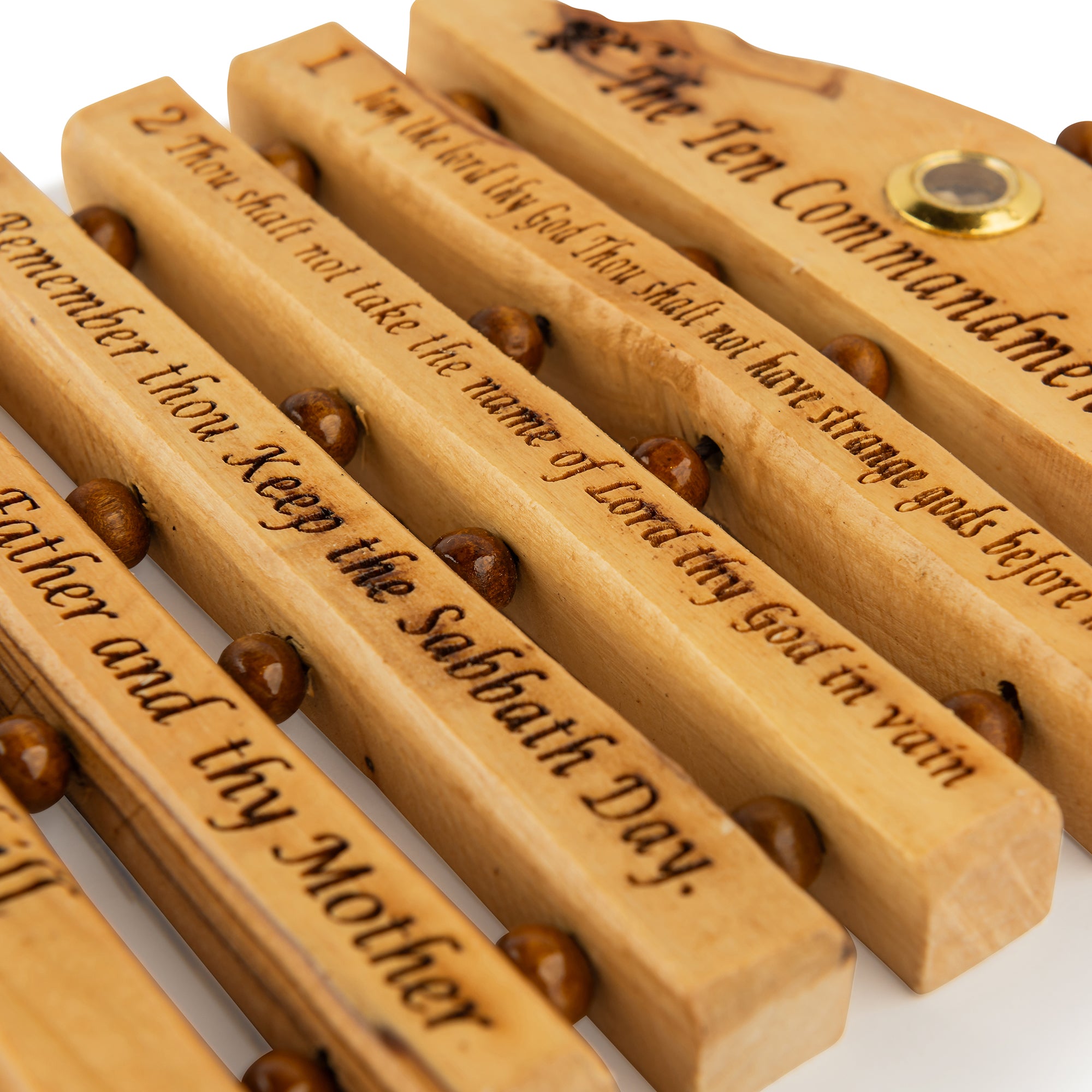 Handcrafted Olive Wood Ten Commandments Wall Hanging