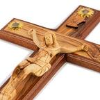 Handcrafted Olive Wood Crucifix with Corpus – Jesus on the Cross Christian Wall Sculpture from the Holy Land