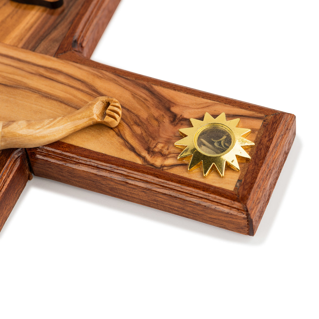 Handcrafted Olive Wood Crucifix with Corpus – Jesus on the Cross Christian Wall Sculpture from the Holy Land
