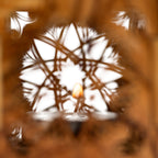 Handcrafted Olive Wood Geometric Candle Holder – Intricate Star Pattern Tea Light Lantern from the Holy Land