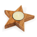 Handcrafted Olive Wood Star Candle Holder – Star of Bethlehem Tea Light Sculpture from the Holy Land