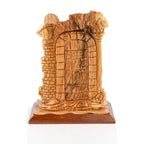 Handcrafted Olive Wood Jesus The Good Shepherd Sculpture – “I Am the Door” Christian Tabletop Statue from Bethlehem