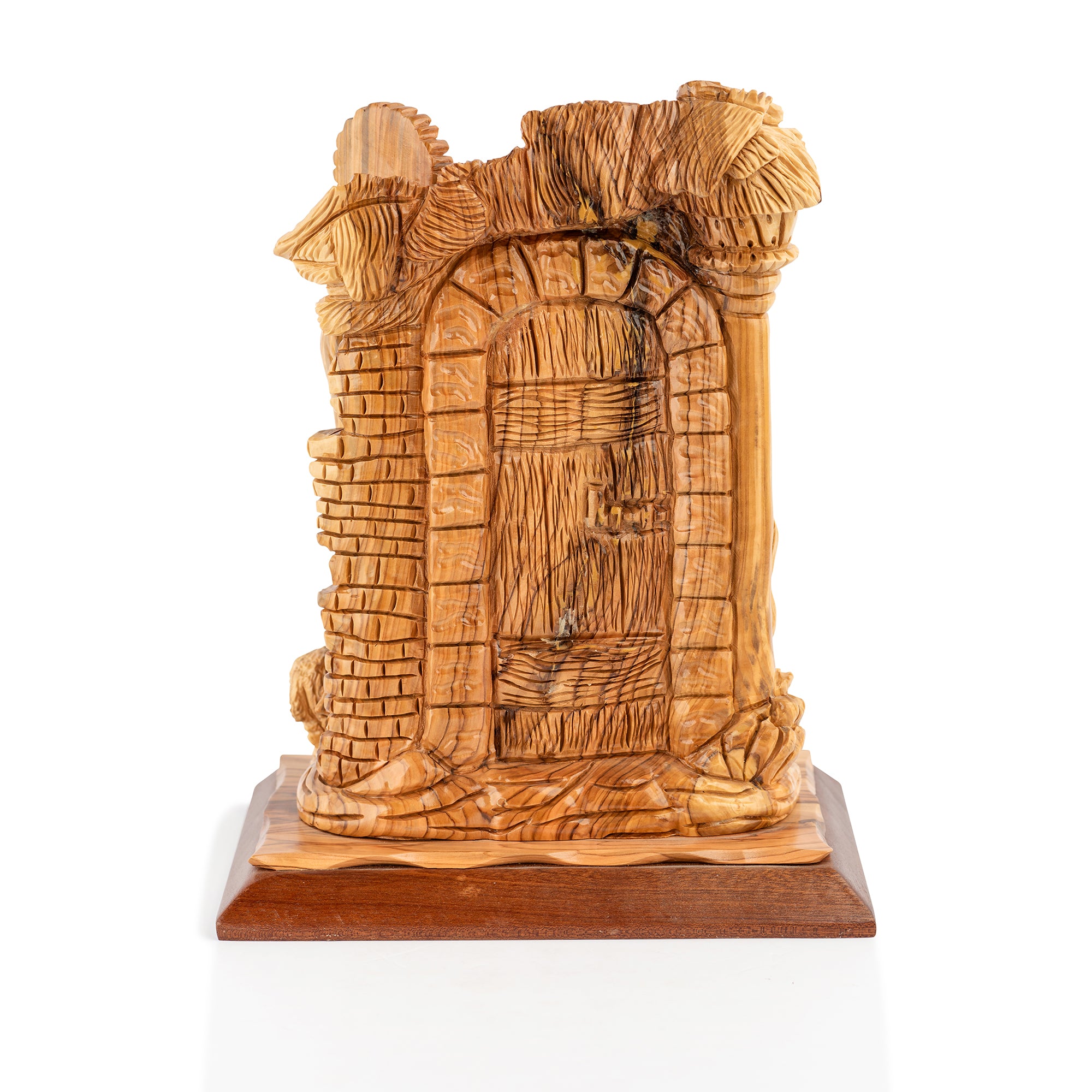 Handcrafted Olive Wood Jesus The Good Shepherd Sculpture – “I Am the Door” Christian Tabletop Statue from Bethlehem
