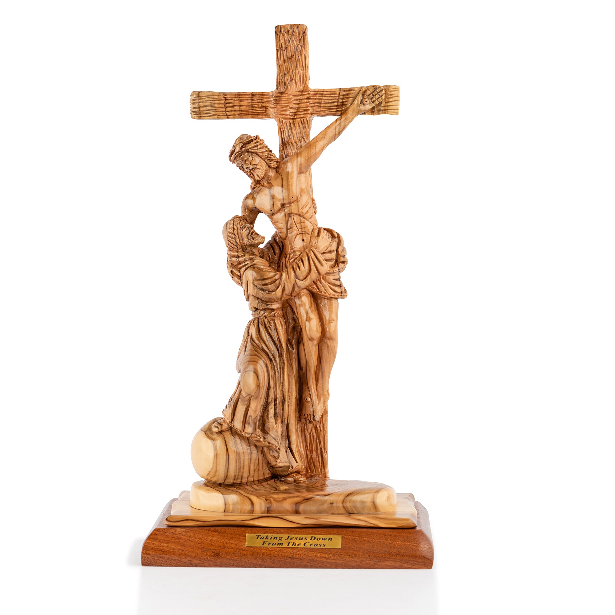 Handcrafted Olive Wood "Taking Jesus Down From The Cross" Sculpture – Christian Tabletop Statue from Bethlehem
