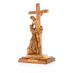 Handcrafted Olive Wood "Taking Jesus Down From The Cross" Sculpture – Christian Tabletop Statue from Bethlehem