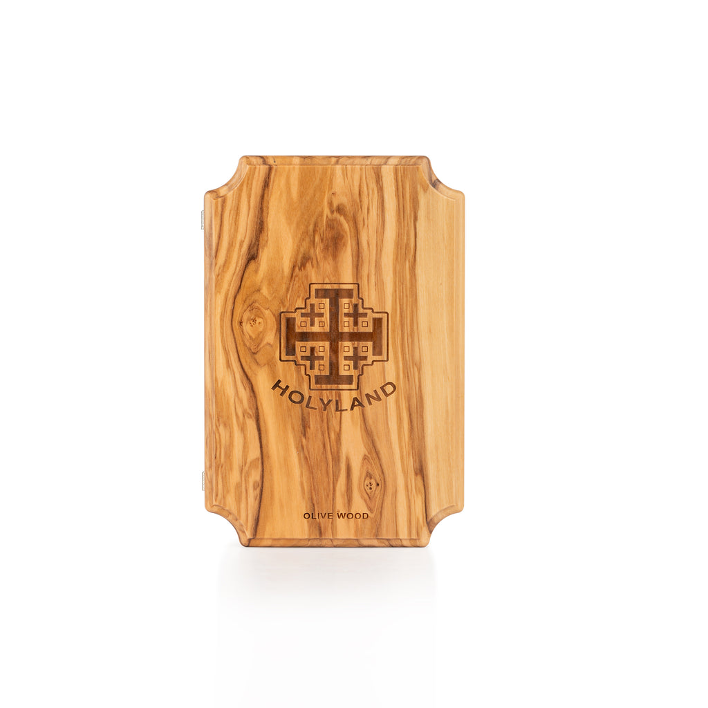 Handcrafted Olive Wood Stations of the Cross Triptych – 14 Stations with Risen Christ Central Panel from Bethlehem