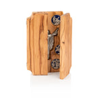 Handcrafted Olive Wood Stations of the Cross Triptych – 14 Stations with Risen Christ Central Panel from Bethlehem