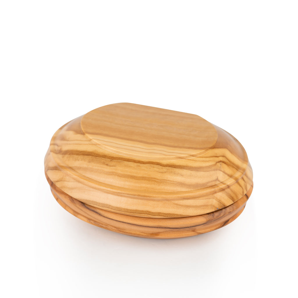Handcrafted Olive Wood Nativity Keepsake Box – Silver Holy Family & Magi Star Scene from Bethlehem