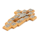 Handcrafted Olive Wood Stations of the Cross Crucifix – 14 Silver Medallions with Central Corpus from Bethlehem