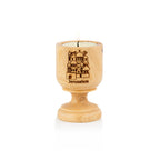 Handcrafted Olive Wood Shalom Candle Holder with Dove – Peace Tea Light Goblet from the Holy Land