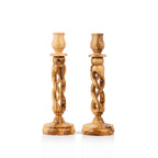 Olive Wood Spiral Candlesticks From The Holy Land