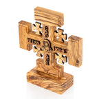 Olive Wood Jerusalem Cross With God Bless Our Home
