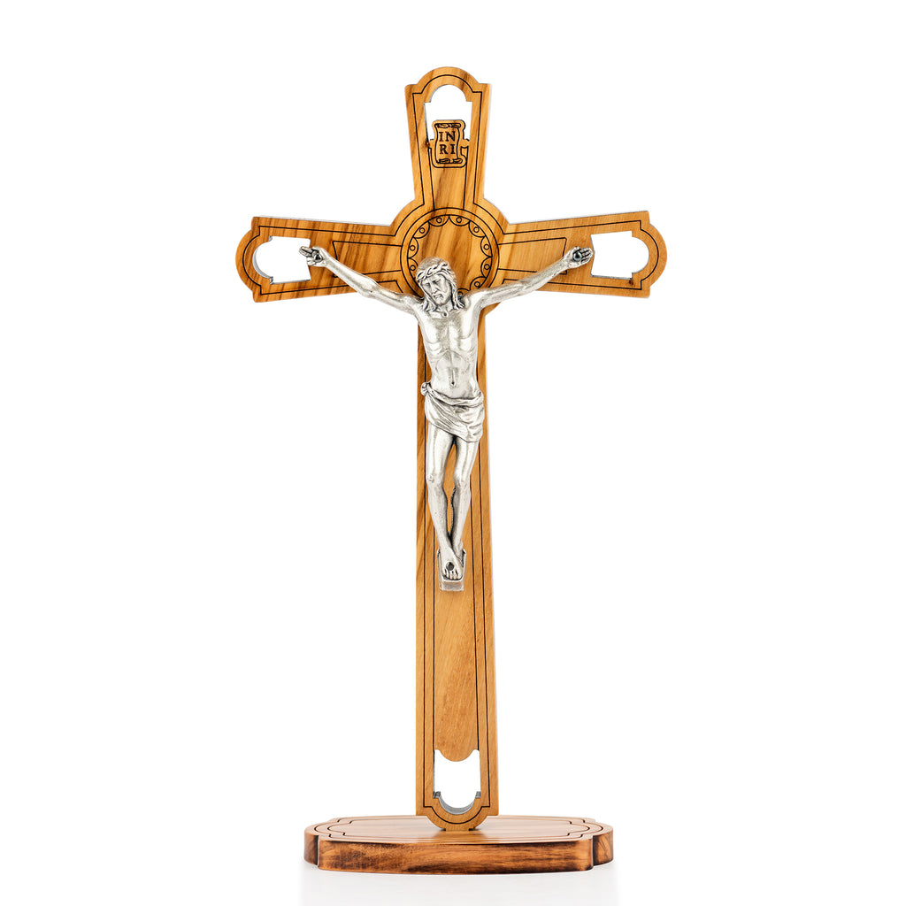 Handcrafted Olive Wood Crucifix with Metal Corpus – Jesus on the Cross