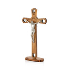 Handcrafted Olive Wood Crucifix with Metal Corpus – Jesus on the Cross